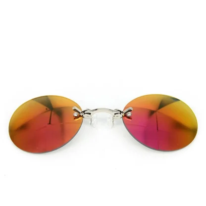 Round Rimless Clip-On Nose Sunglasses