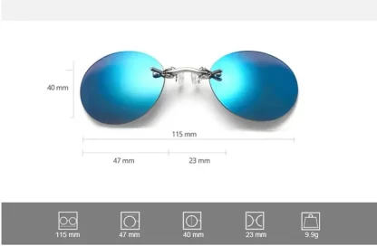Round Rimless Clip-Ons Nose Sunglasses - Image 6