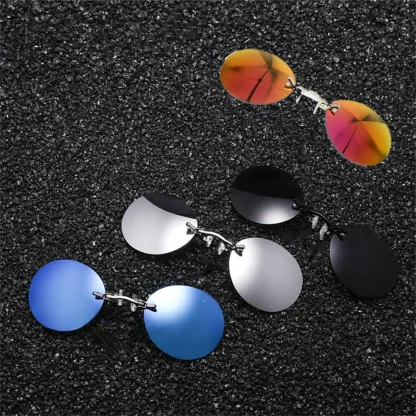 Round Rimless Clip-On Nose Sunglasses - Image 3