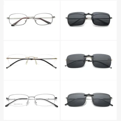 Rimless Rectangular Clip-Ons for Sunglasses - Image 4